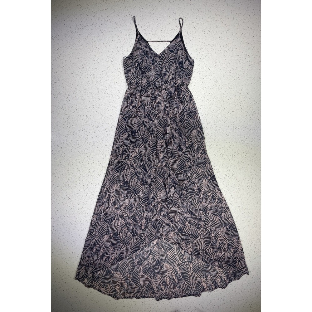 Sienna Sky XS Strappy Sleeveless Maxi Dress Leaf Print Black Pink V-Neck - Picture 7 of 8